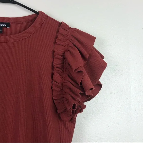 Express Fun Short Sleeve Orange Top - Picture 2 of 4